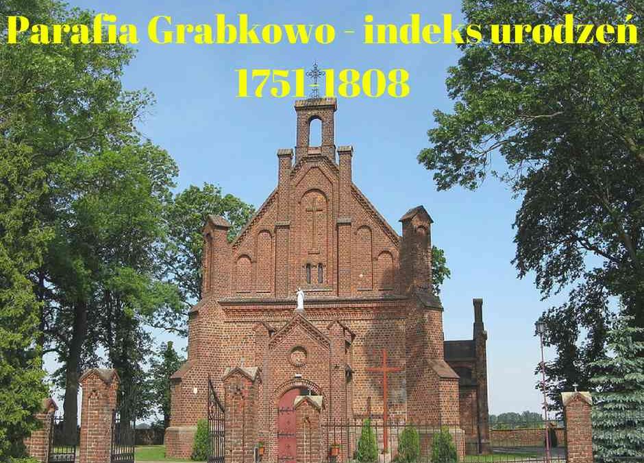 Parafia Grabkowo – indeks urodzeń za lata 1751-1808